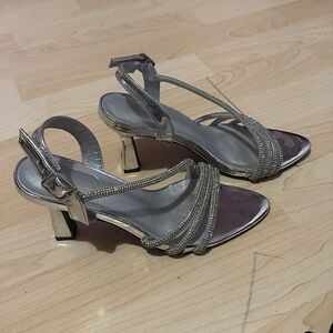 Elegant Silver Strappy Women's Heels